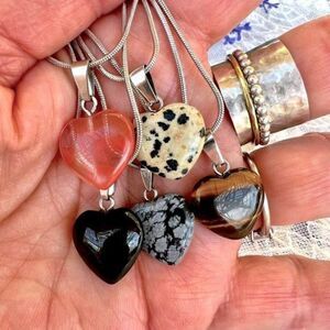 Genuine Gemstone Heart Necklace Your Choice
